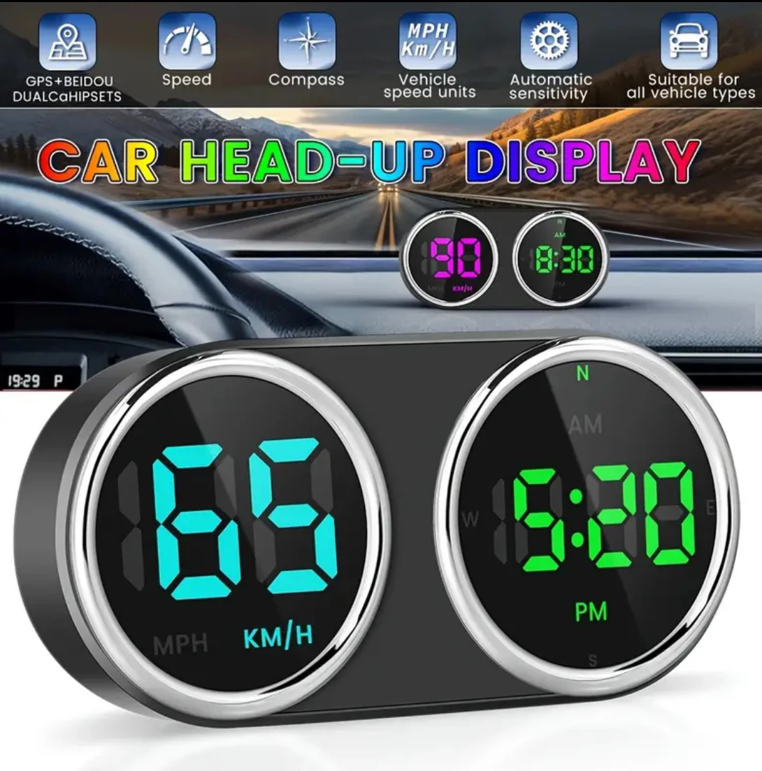 Electronics Gadgets For Car - รถยนต์รถจักรยานยนต์นาฬิกาอิเล็กทรอนิกส์ GPS HUD KM/H MPH ความเร็ว