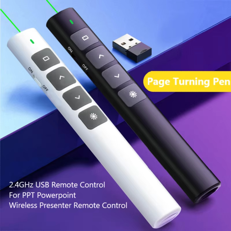 Laser Pointer Presenter - ปากกาคลิกเกอร์สำหรับงานนำเสนอแบบไร้สาย ปากกาพาวเวอร์พอยต์ 2.4GHz รีโมทคอนโทรลแบบ USB สำหรับสำนักงาน