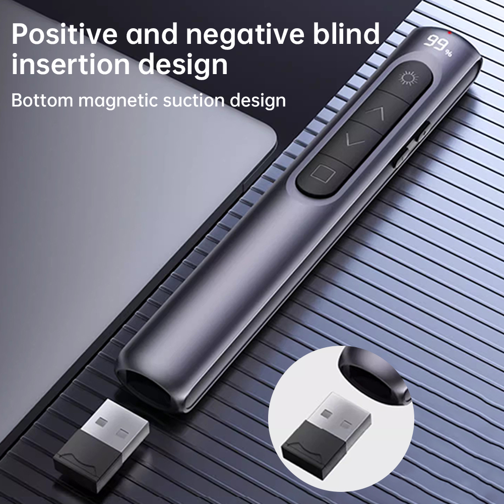 Laser Pointer Presenter - ตัวควบคุมการนำเสนอแบบไร้สาย ชาร์จได้ พร้อมปากกาชี้เลเซอร์ สำหรับโปรเจคเตอร์และ PowerPoint