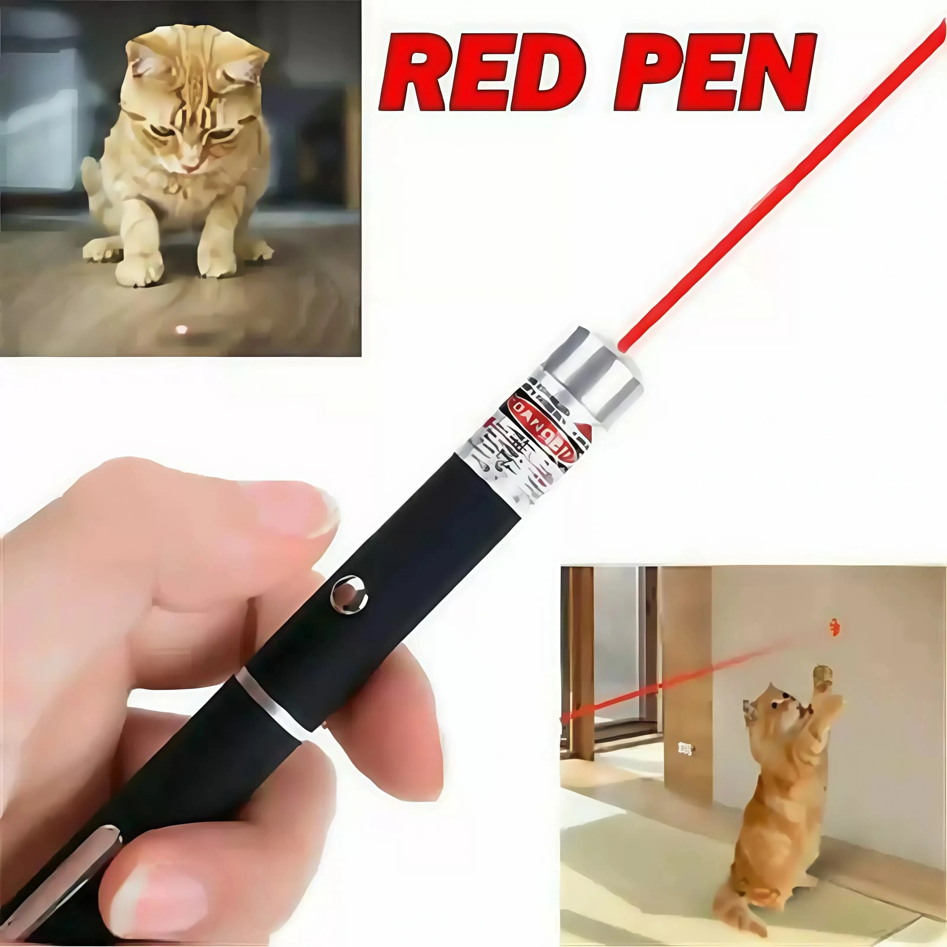 Laser Pointer Presenter - ปากกาเลเซอร์สีแดง - เลเซอร์จุดเดียวระยะไกลสำหรับของเล่นสัตว์เลี้ยงแมว/สุนัข, การนำเสนอการเดินป่ากลางแจ้ง