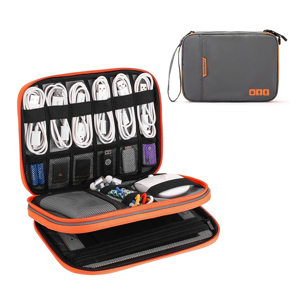 Electronics And Gadgets With I - กระเป๋าจัดระเบียบอุปกรณ์อิเล็กทรอนิกส์สำหรับเดินทางความจุขนาดใหญ่สองชั้นเคสพกพาแกดเจ็ตสำหรับเดินทางเหมาะสำหรับ iPad iPhone สายเคเบิล