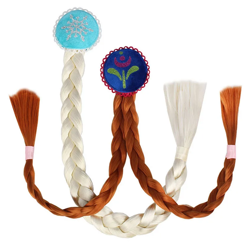 Elsa Gadget - เด็กวิกผม Braids เด็กทารกคอสเพลย์แสดงแต่งตัวอุปกรณ์เสริมผม Anna เจ้าหญิงสไตล์ผมคลิป Elsa