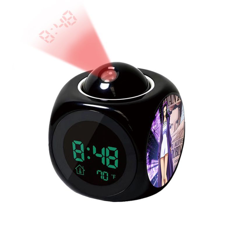 Digital Alarm Clock - นาฬิกาปลุกฉายภาพอนิเมะวันพีซ ลูฟี่ นาฬิกาดิจิตอล LED พร้อมจอแสดงเวลาและอุณหภูมิ โปรเจคเตอร์ไฟกลางคืนสำหรับห้องนอน