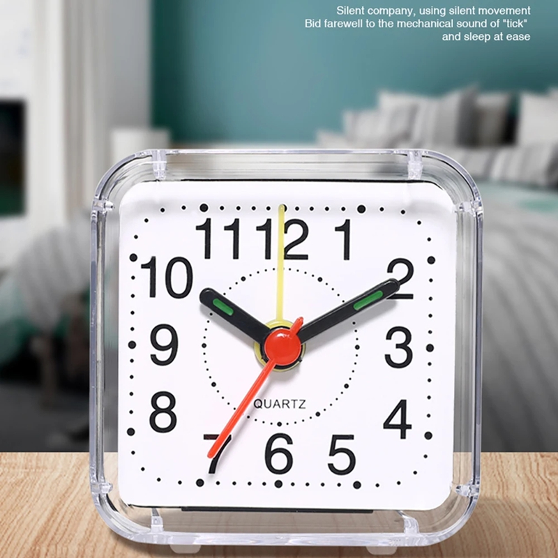 Modern Electronics Gadgets - นาฬิกาปลุกตั้งโต๊ะทรงสี่เหลี่ยม 1 ชิ้น กรอบอะคริลิก นาฬิกาควอตซ์ บอกเวลาแม่นยำ
