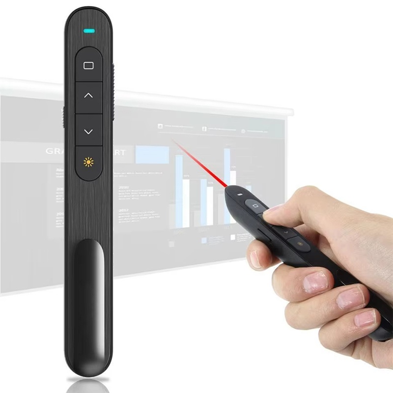 Laser Pointer Presenter - ปากกาควบคุมการนำเสนอแบบไร้สาย 2.4G พร้อมรีโมทควบคุมระดับเสียง สำหรับงานนำเสนอ PPT และกระดานไวท์บอร์ด