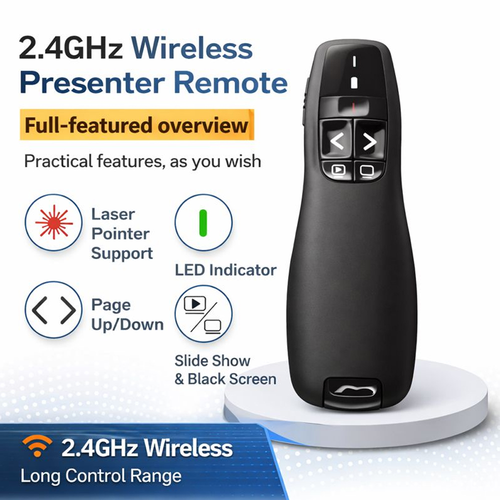 R400 2.4G รีโมทนำเสนอแบบไร้สาย - Laser Pointer Presenter บทวิจารณ์และราคา